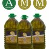 AMM Alfanje triple contains 1x5L bottle of Arbequina, and 2x5L bottles of Picual Single Variety extra virgin olive oil